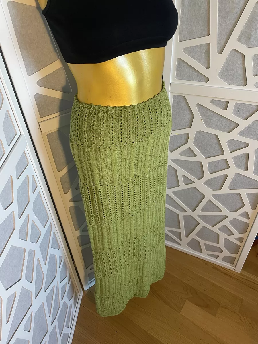 Pull&Bear Gonne: Jupe longue Pull&Bear maille verte - S  – Usato da Troinex venduto da Irisglo
