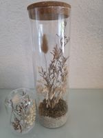 Glas Dekoration mit Trockenblumen Herbst Deko, 2 Stück