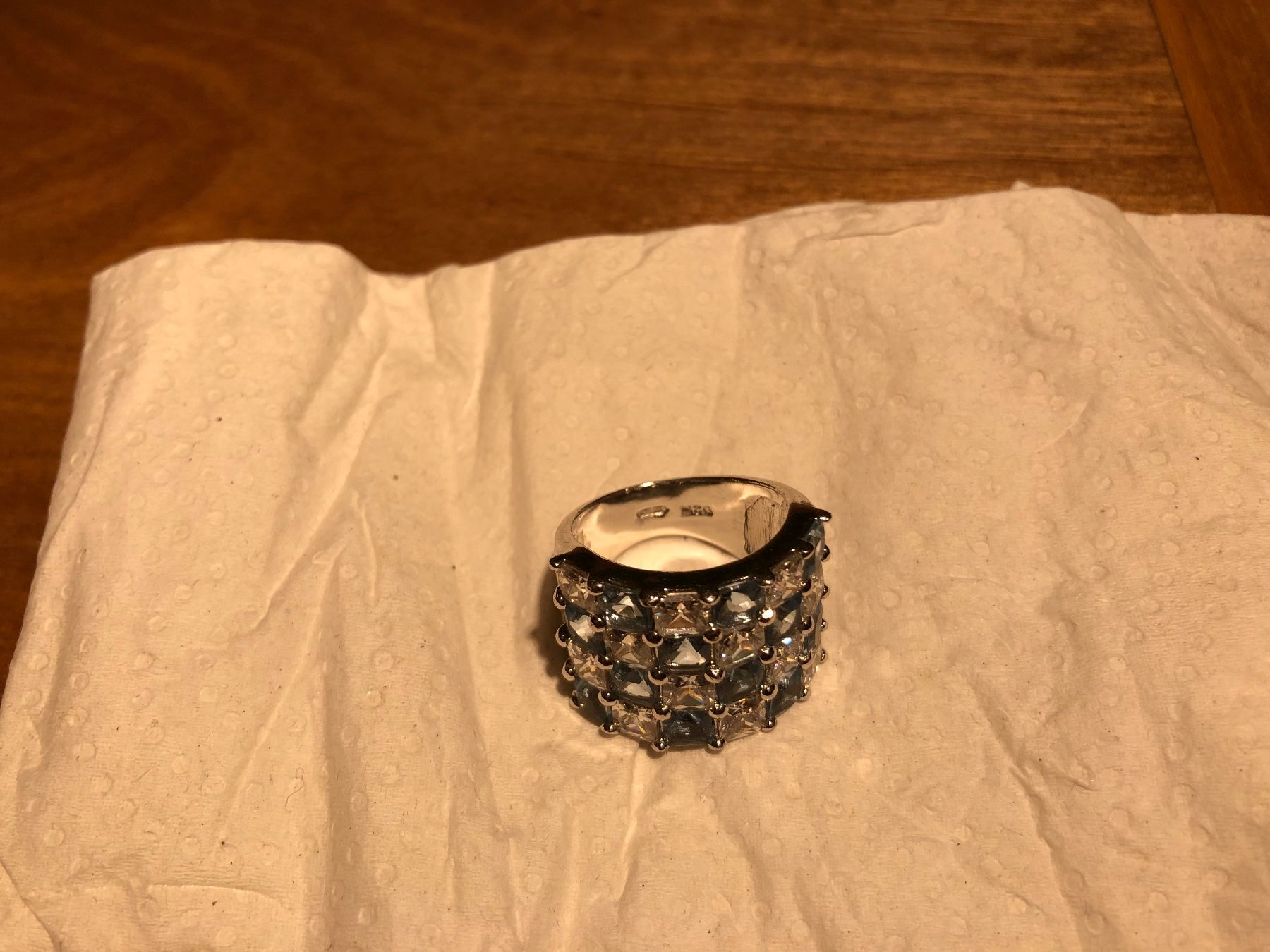 Anelli: Ring Silber Blau /Weisse Steine – Usato da Adligenswil venduto da ZGB 2