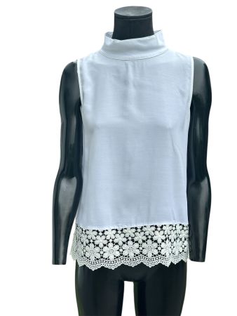 Sommerliches Top mit Spitze, Weiss, Grösse 36,