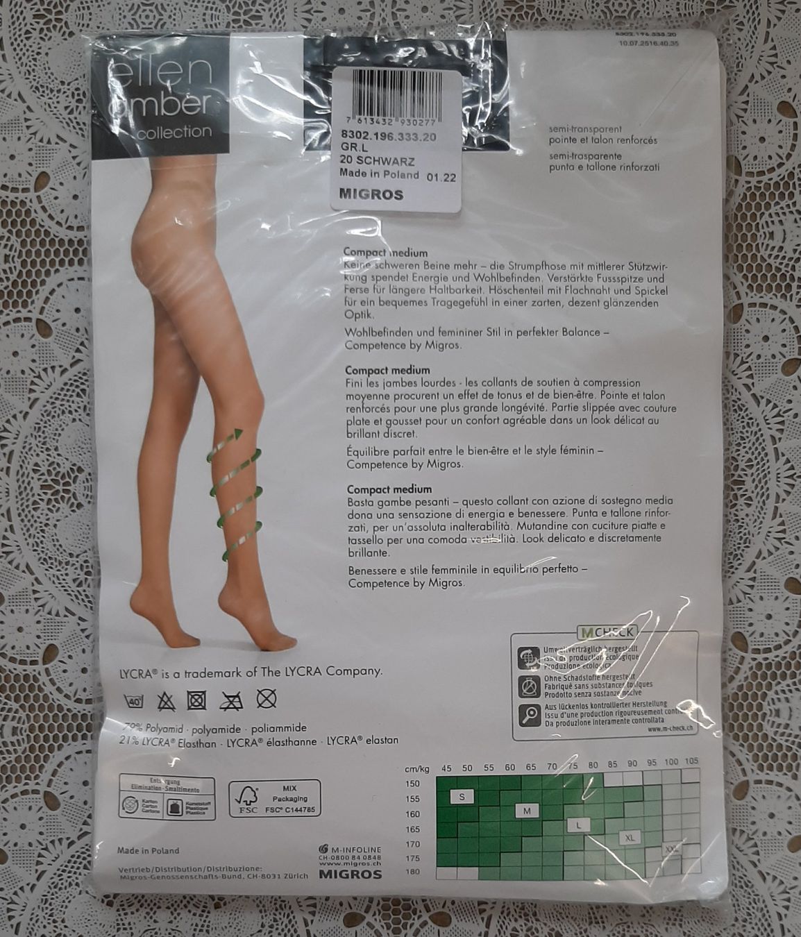 Ellen Amber Calze & Collant: Ellen Amber Compact Medium Strumpfhose 40den Gr.L Schwarz – Nuovo e nell'imballaggio originale da Amriswil venduto da Celini3 1