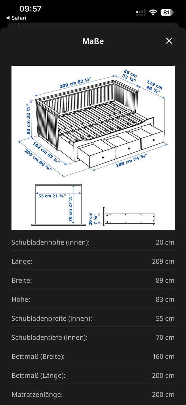 Ikea Letti: Ikea Hemnes inkl. 2 Matrazen – Usato da Basel venduto da marcvo 1