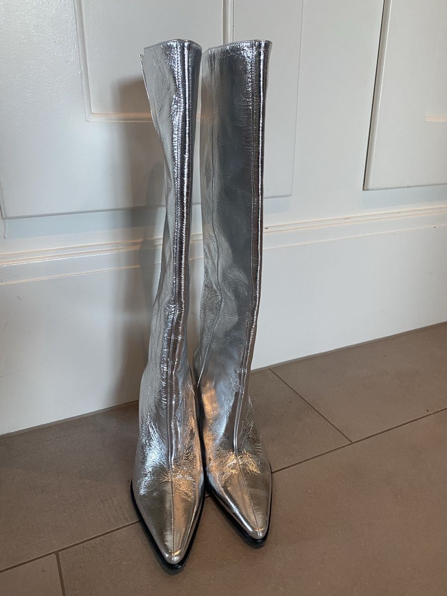 Zara Scarpe da donna: Zara Lederstiefel, Gr. 38, silber – Nuovo (secondo la descrizione) da Zürich venduto da rotschwarzkaeppchen 2