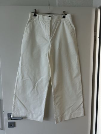 Max Mara Wide Leg Trousers White Cotton Size 38 Good