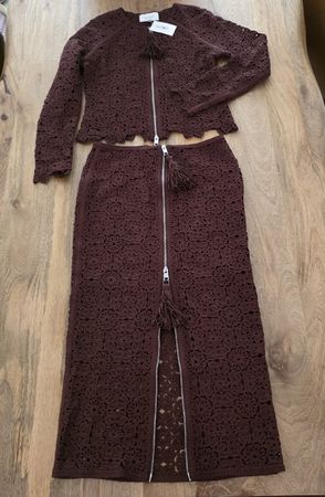 H&M EDITION Strickjacke  und Rock Set Braun Grösse M