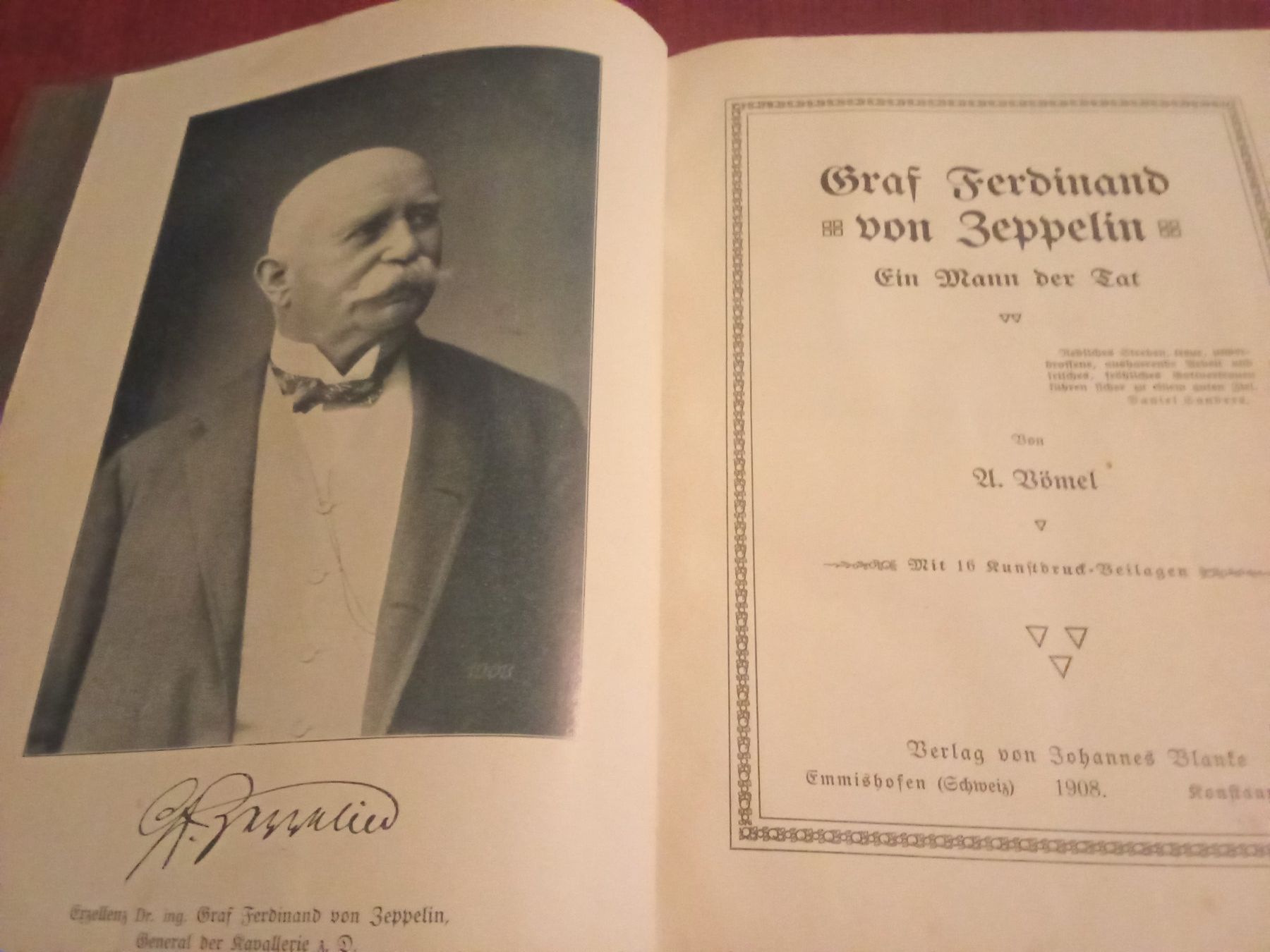 Bücher: A. Vömel: Graf Ferdinand von Zeppelin-Ein Mann der Tat 1908 – Gebraucht aus Remetschwil von Privatflohmi 2
