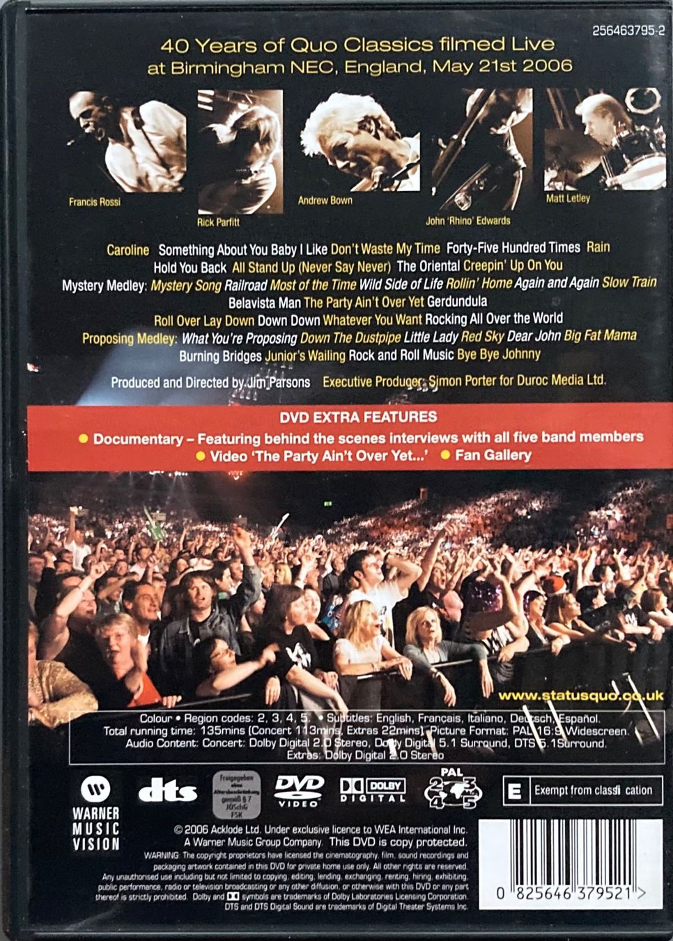Tous les DVDs: STATUS QUO - JUST DOIN' IT LIVE – D'occasion à Poliez-Pittet par Newtown-Records 1