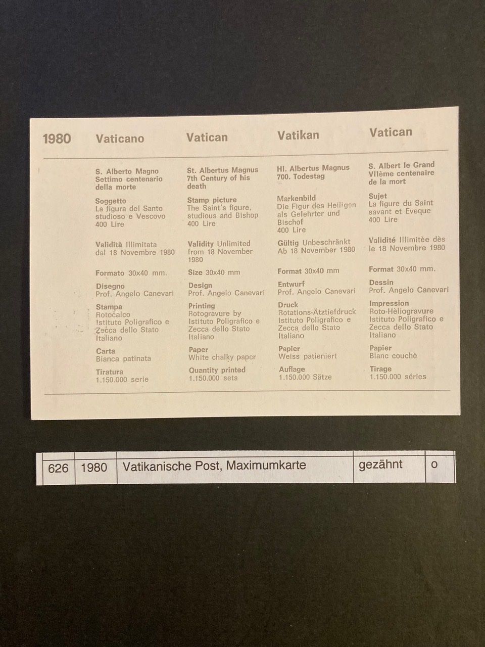 Tutti i francobolli: Vatikanische Post, Maximumkarte – Usato da Domat/Ems venduto da Lareina2015 1