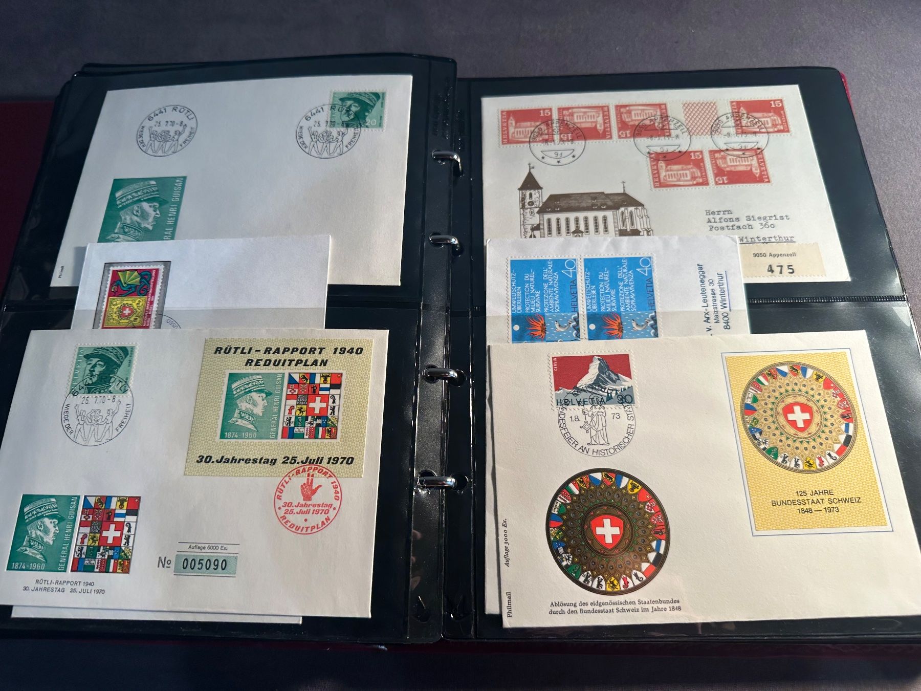 Alle Briefmarken: Album Schweiz Sammlung Briefe und FDC – Gebraucht aus Stettfurt von 2442 9