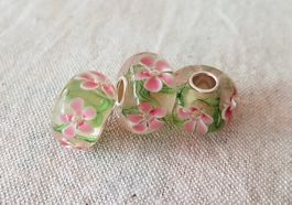 Lampwork Glasperle mit Blumen Glas bead