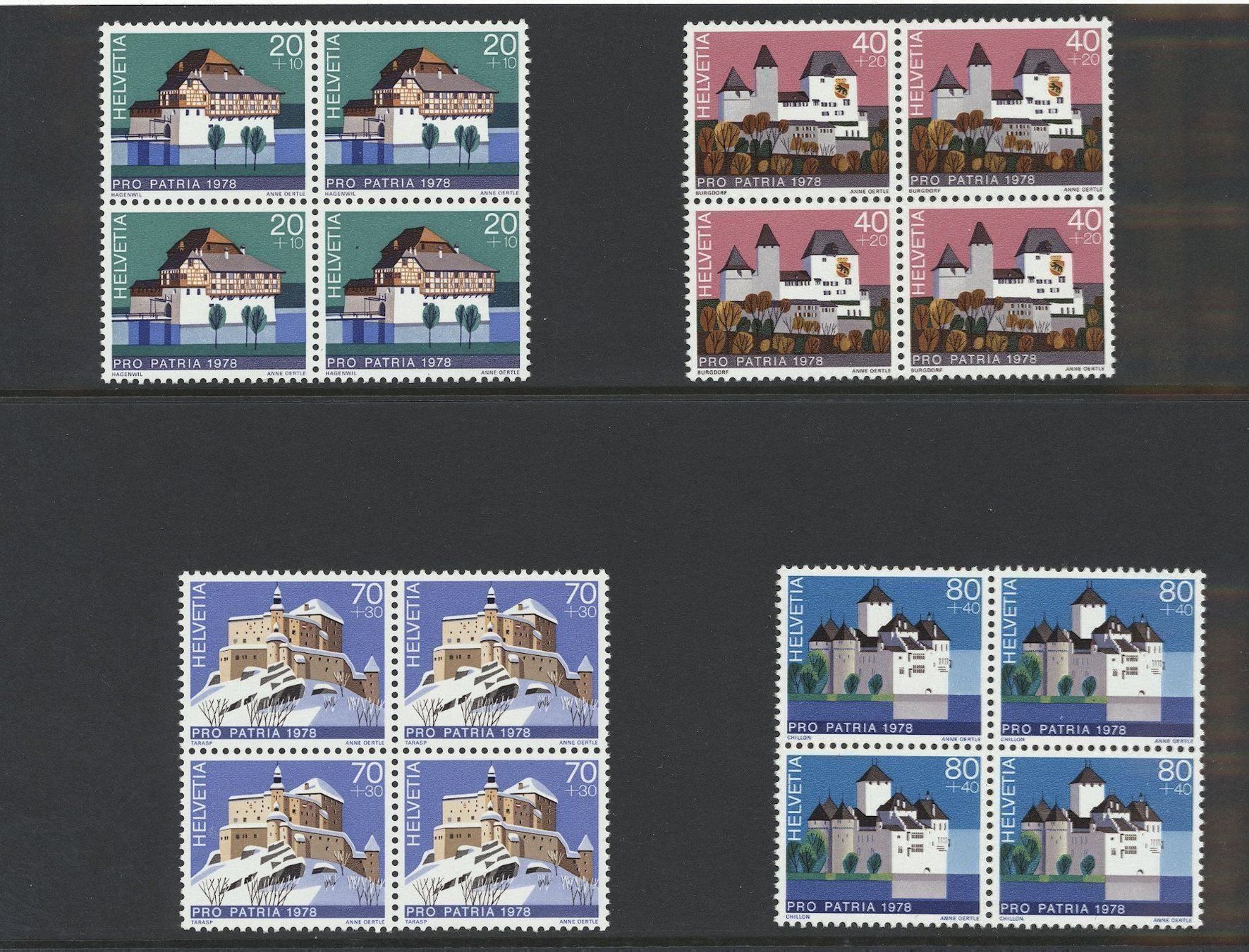 Alle Briefmarken: Pro Patria Viererblöcke 1976-79 gest. ET – Gebraucht aus Nesslau von zueri6 2