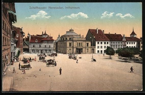 Cartoline postali: AK Schaffhausen, Herrenacker, Imthurneum – Usato da Berlin venduto da bartko-reher