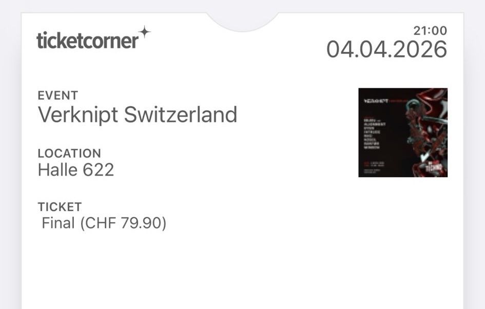 Tickets: Verknipt Switzerland 04.04.2026 – Neu und originalverpackt aus Finstersee von oli_nj8g