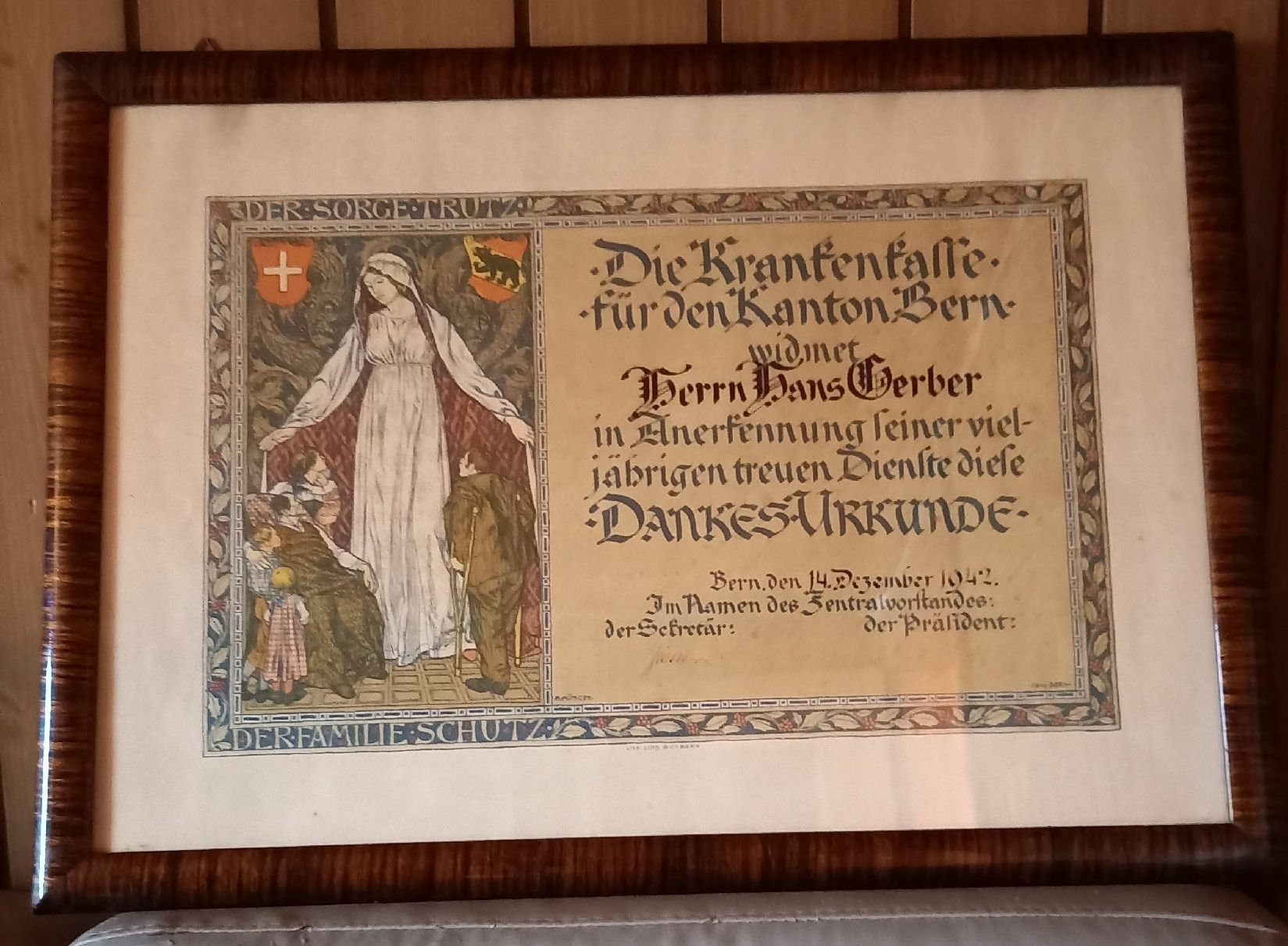 Dokumente: URKUNDE von 1942 / in antikem Bilderrahmen – Gebraucht aus Marbach LU von Ilrebo 1