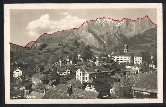 Cartes postales: Pfäfers, Ortsansicht mit Bergpanorama – D'occasion à Berlin par bartko-reher
