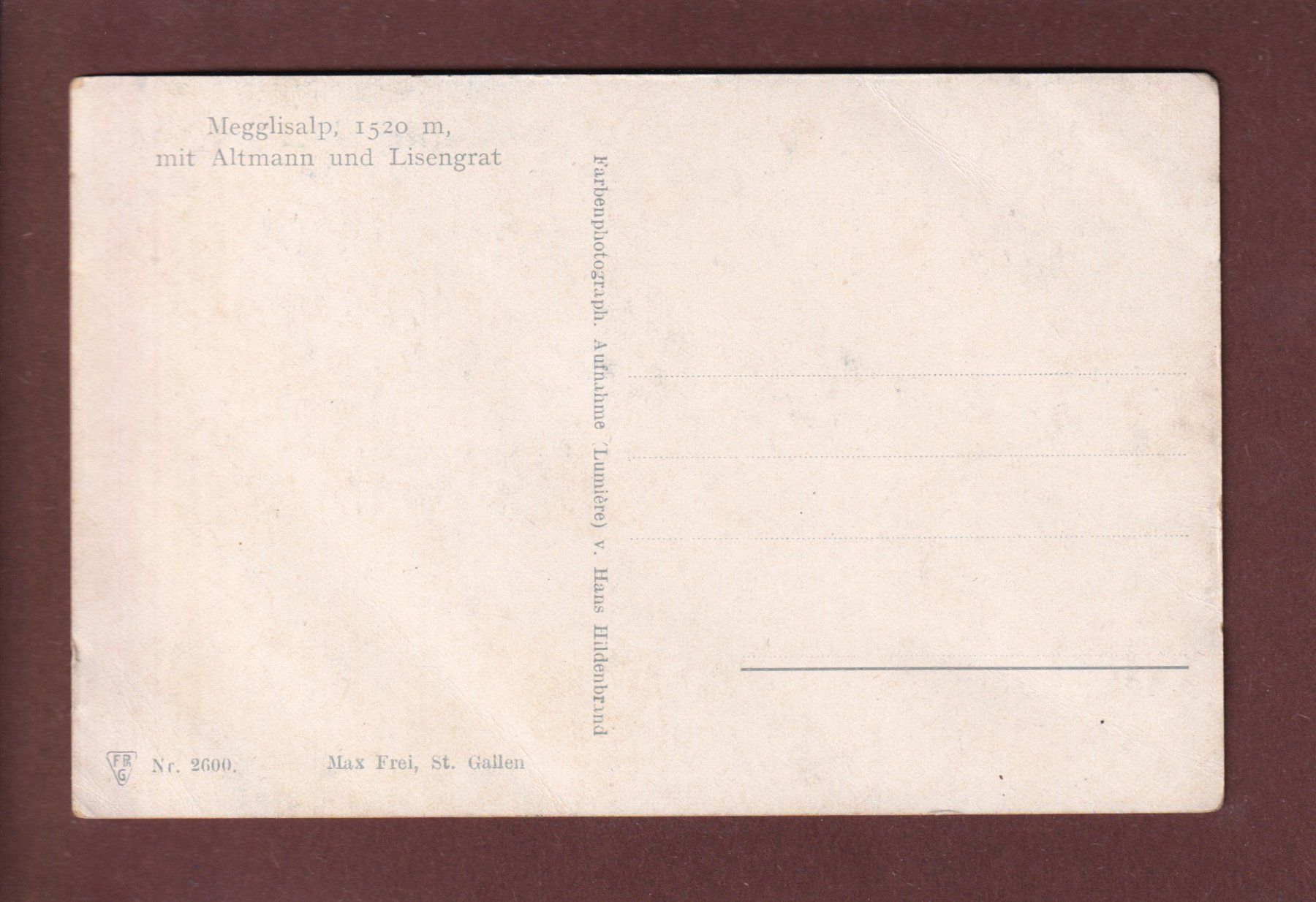 Cartoline postali: MEGLISALP - Altmann - Lisengrat – Usato da Pully venduto da nicecards 1