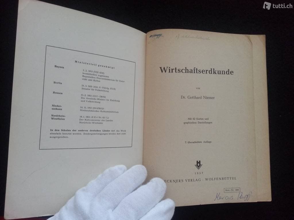 Bücher: Niemer, G. Wirtschaftserdkunde (1957) – Neu (gemäss Beschreibung) aus Zug von megawarenlager 1