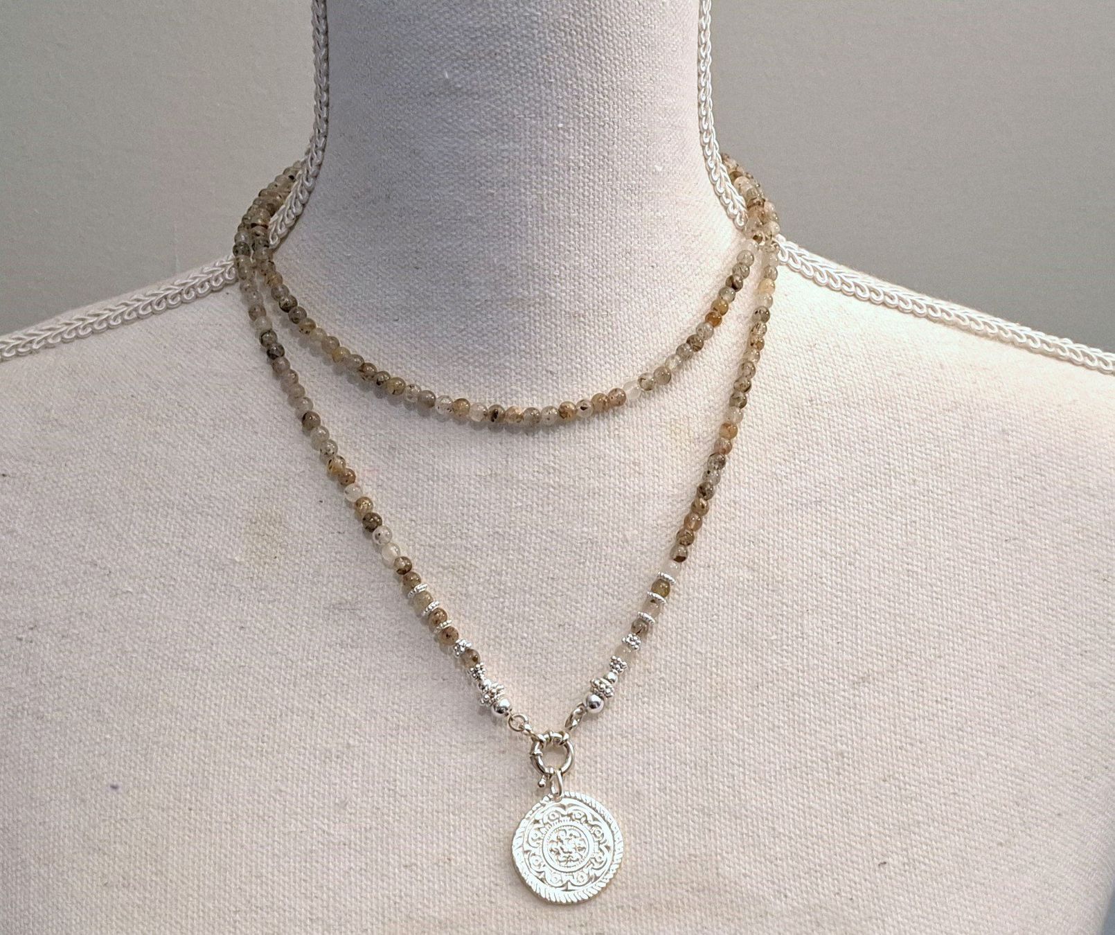 Catenine: LAURA - Edelsteinkette - Silber - beige – Usato da Mühlethal venduto da nicita-modeschmuck 2