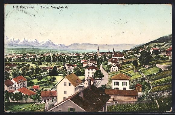 Cartoline postali: AK Bienne, Vue générale, 1912 – Usato da Berlin venduto da bartko-reher