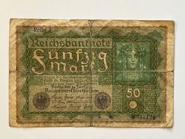 Historische 50 Mark Reichsbanknote 1920er Rarität