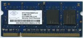Nanya 512MB PC2-5300 DDR2-667MHz non-ECC CL5 SoDimm RAM