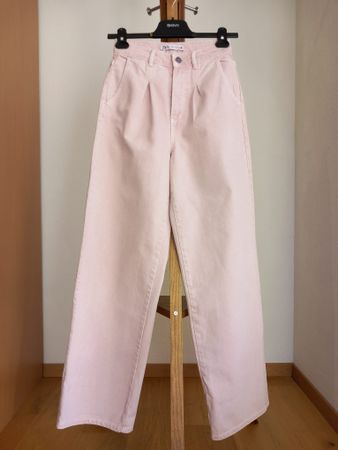 NEUE Damen Rosa Jeans von Zara Gr. 34 Wide Leg