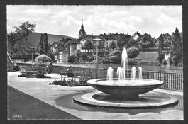 Olten Bahnhofterrasse mit Brunnen und Altstadt