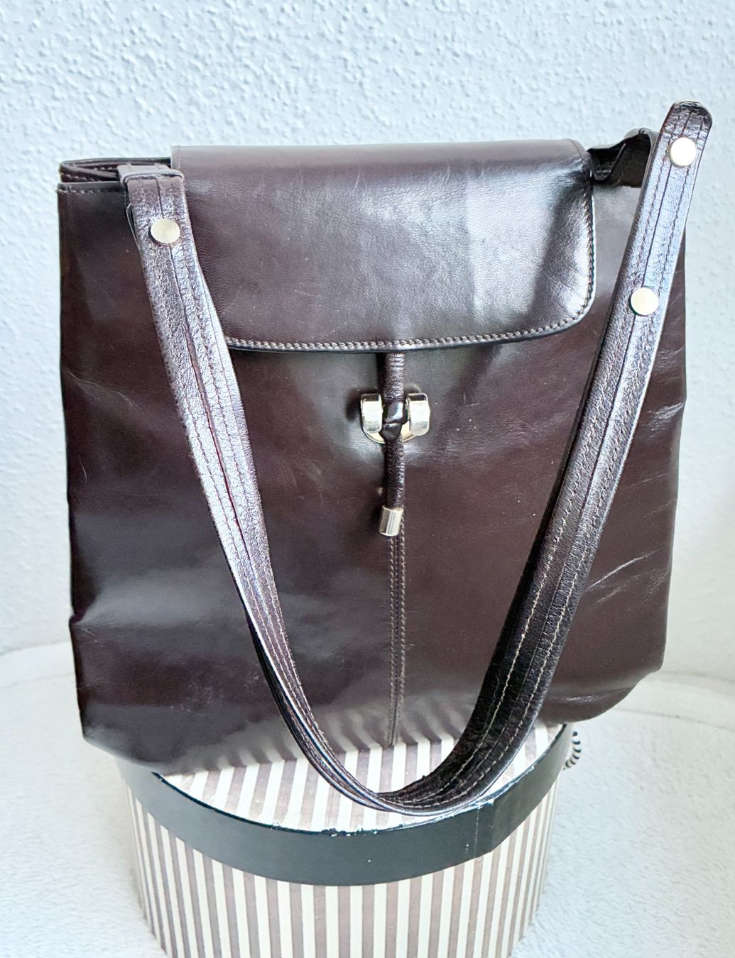 Borse da donna: Braune Vintage Leder Damen Handtasche – Usato da Kloten venduto da Nephty 7