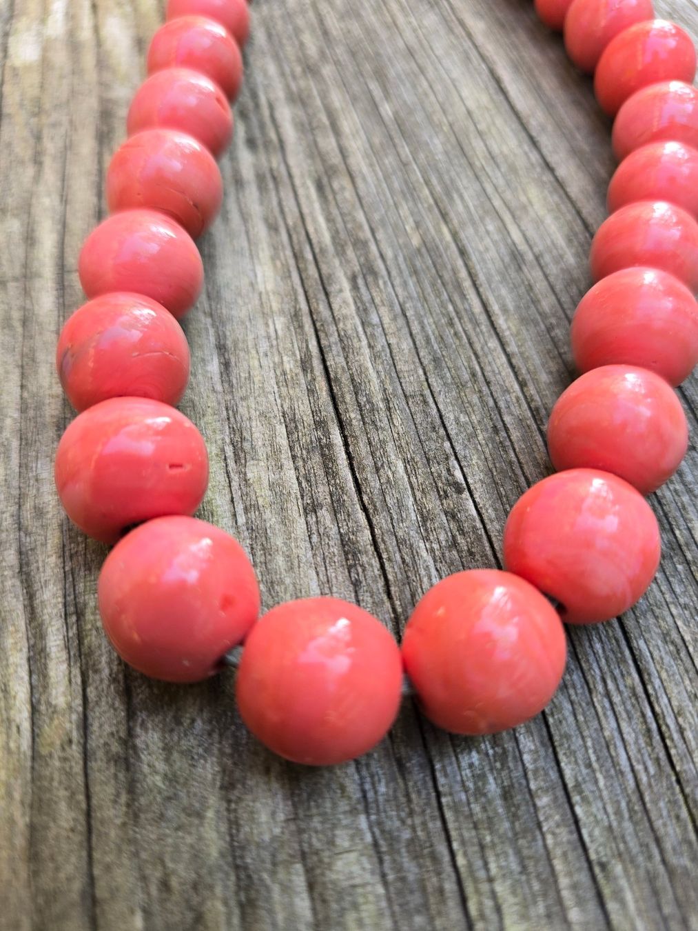 Catenine: Schmuck: Collier lachsfb. Glasperlen Tibet – Usato da Romanshorn venduto da Rachacha 3