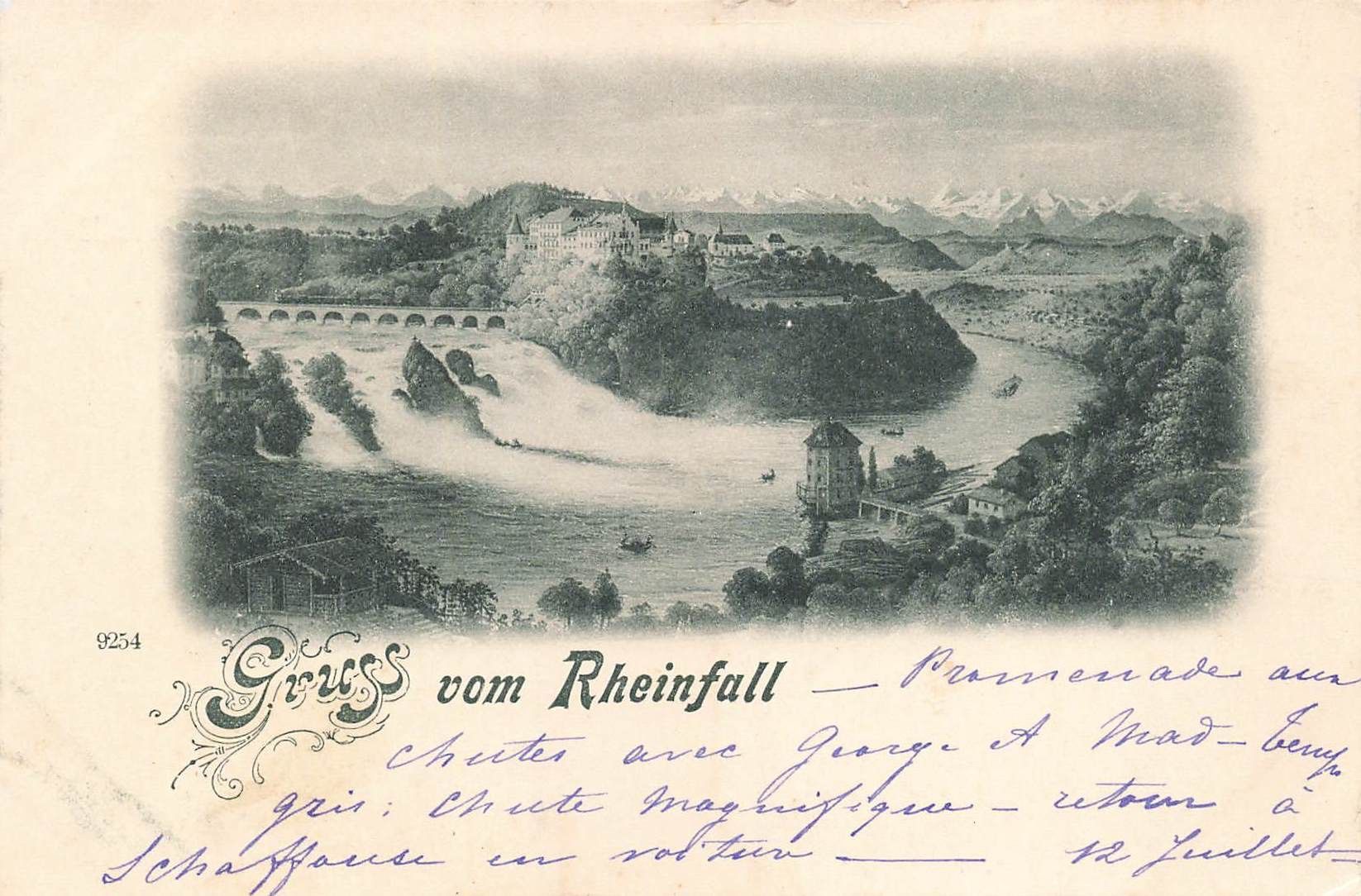 Ansichtskarten: Rheinfall Litho – Gebraucht aus Biasca von Blenio71
