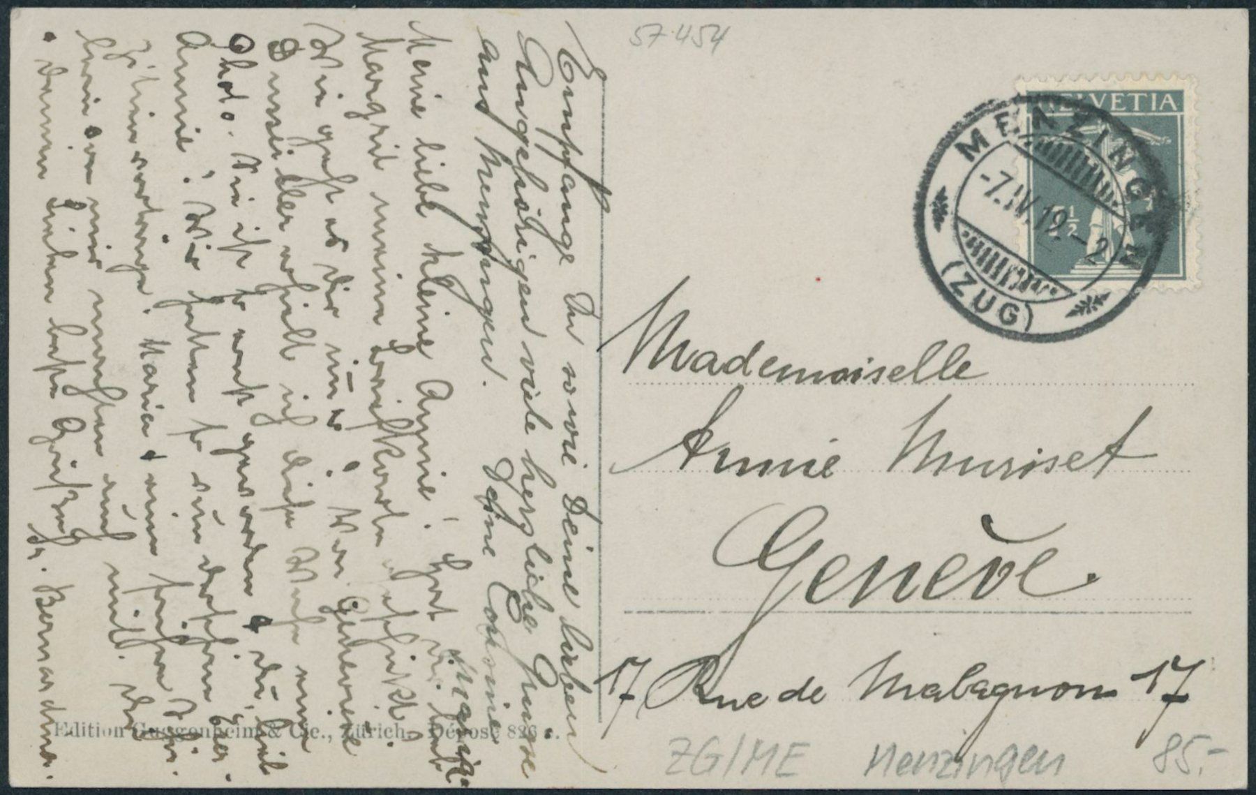 Cartoline postali: ZG Menzingen – Usato da Schindellegi venduto da dormay 1