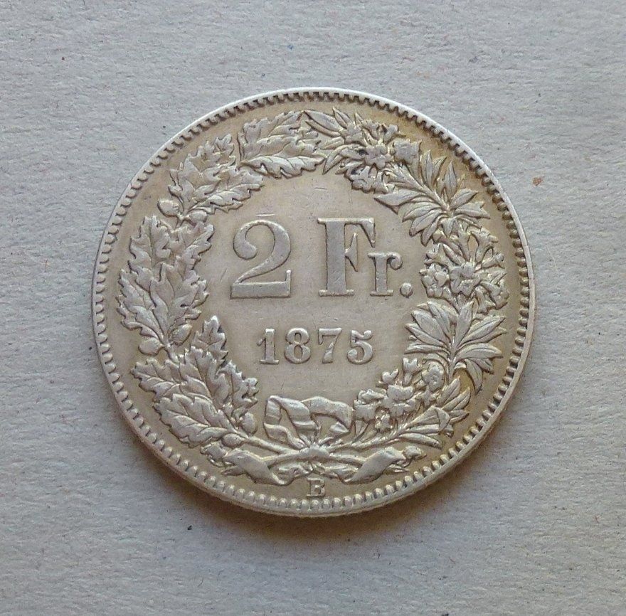 Alle Münzen: ++ 2.- Franken 1875, gute Erhaltung – Gebraucht aus Walkringen von Casablanca777