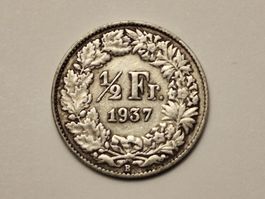 1x 1/2 Fr. - 1937 - Silber/Argent 0.835
