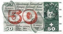 Alte 50 Franken Banknote «Fünfte Banknotenserie (1956)»