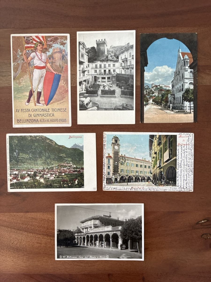 Cartoline postali: 6 Ansichtskarten Schweiz von Bellinzona TI – Usato da Oftringen venduto da Cla.vD.74