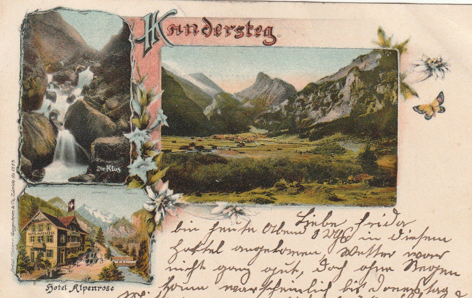 Cartoline postali: AK  Kandersteg  Litho 1902 – Usato da Rupperswil venduto da Ema10