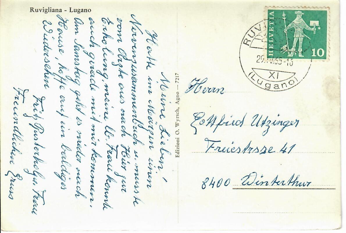 Cartoline postali: Ruvigliana - Lugano – Usato da Hochdorf venduto da Ziegel-16 1