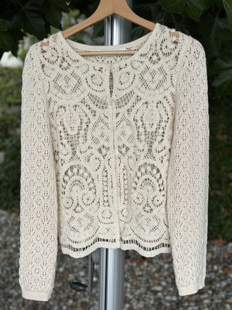 LA PETITE ÉTOILE Strickjacke gehäkelt Creme Grösse S