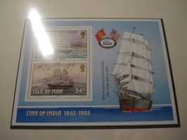 Isle of Man, Block 1989, Segelschiff Star of India **+ET-o