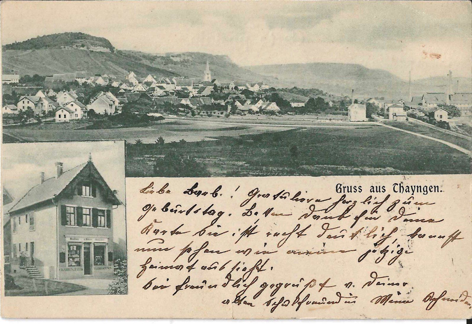 Ansichtskarten: Karte Thayngen 1903 – Gebraucht aus Zürich von Philacat11