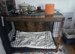 Schöne Hundebox im Industrie-Look, indoor