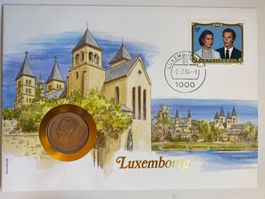 ENVELOPPE AVEC PIECE - LUXEMBOURG - 1984 - MÜNZ - BRIEFE