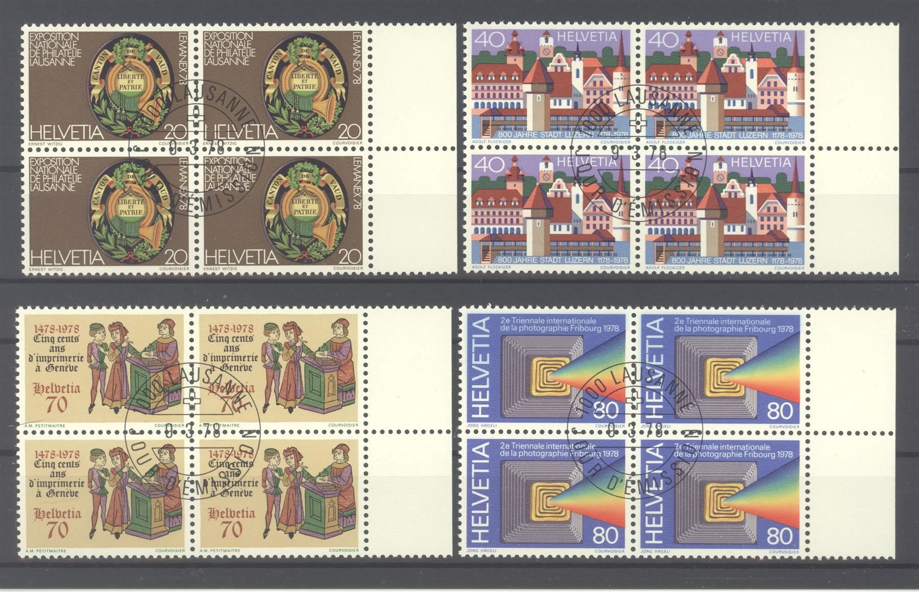 Tutti i francobolli: 1978, Sonderpostmarken, Viererblöcke, ET – Usato da Willisau venduto da Vollstempel