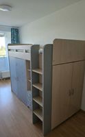 Hochbett mit Schrank und Regalen Holzoptik gebraucht