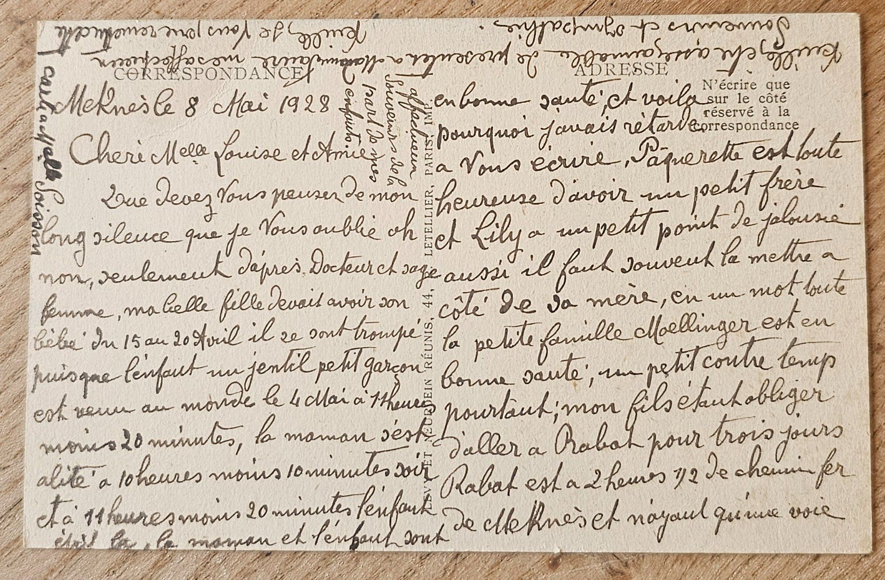 Ansichtskarten: MAROC CPA MEKNES, 1928 – Gebraucht aus Les Valettes von Nuba1 1