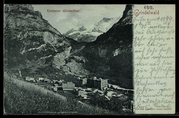 Cartoline postali: AK Grindelwald, Ort u. unterer Gletscher – Usato da Berlin venduto da bartko-reher