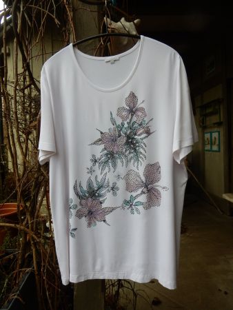 Tunika  Hibiskusblüten Viskose / Elast    * C . V . *    XXL