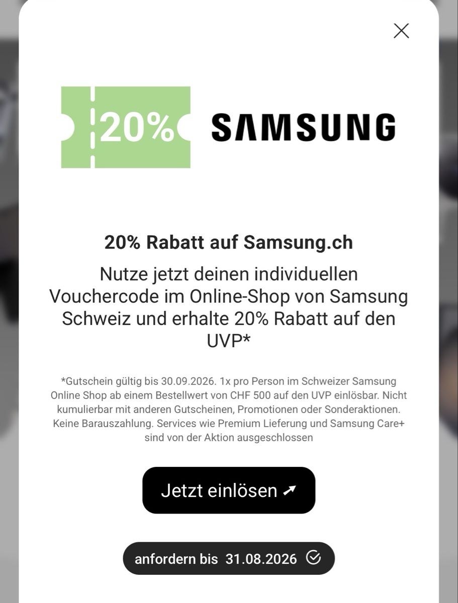 Bons: Samsung Gutschein 20% Rabatt – Neuf avec emballage d'origine à Bern par candycrush2