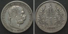ÖSTERREICH. K.u.K. 1 Krone 1902, Franz Joseph I. Silber