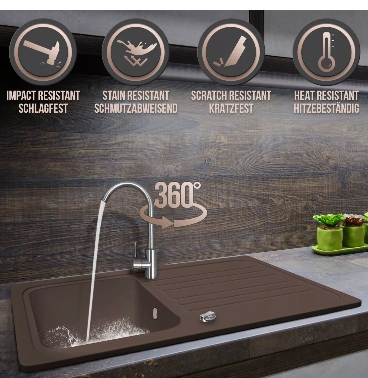 Lavabi & lavandini: + Granitspüle + Siphon Einbauspülle Komplet set – Nuovo e nell'imballaggio originale da Amriswil venduto da JaJa-Express